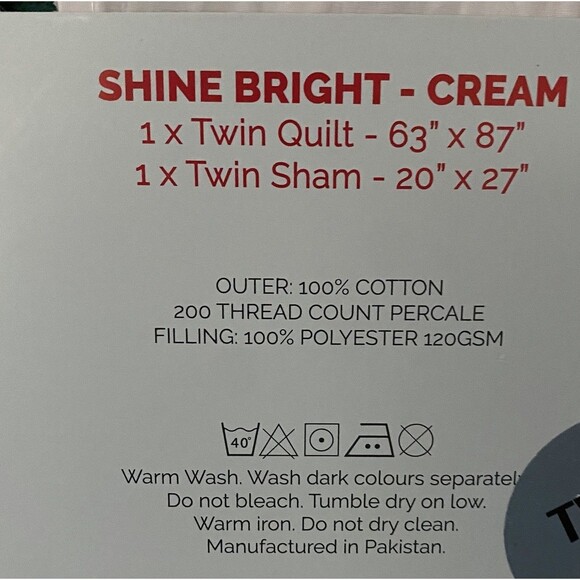 Cath Kidston London Cotton Christmas SHINE BRIGHT Cream Twin Quilt & Sham NWT - Picture 6 of 7